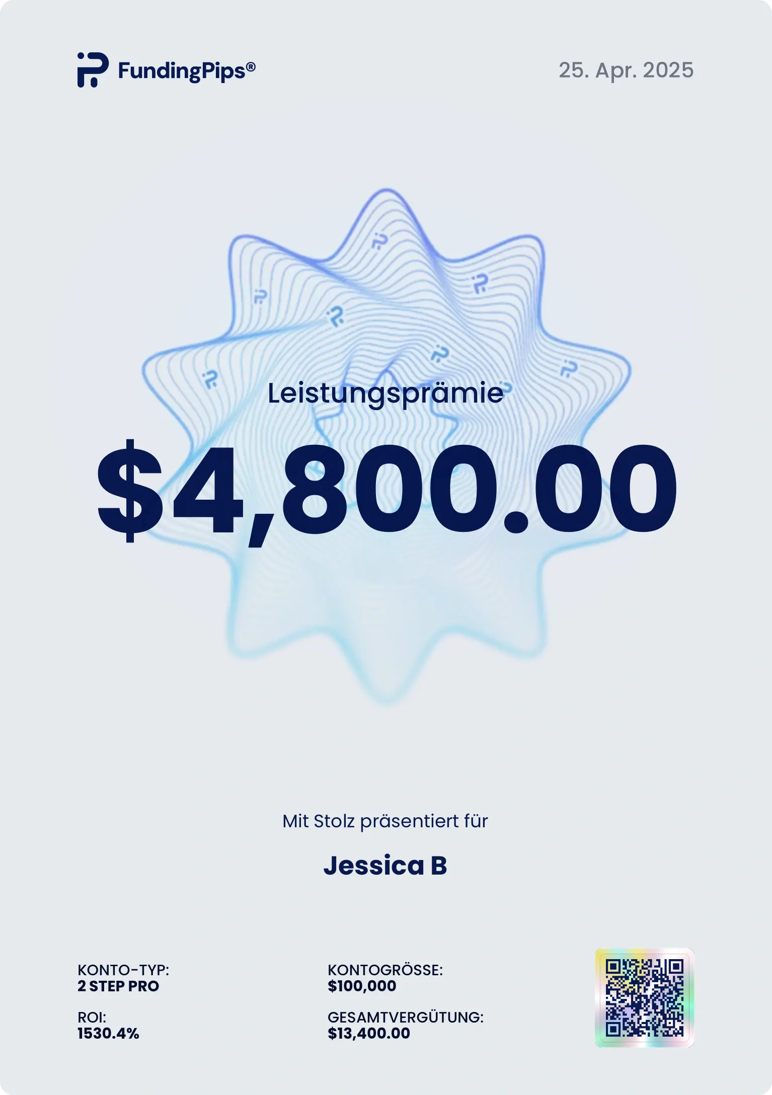 ELALIHOLDING Nachweis – JESSICA B Certificate